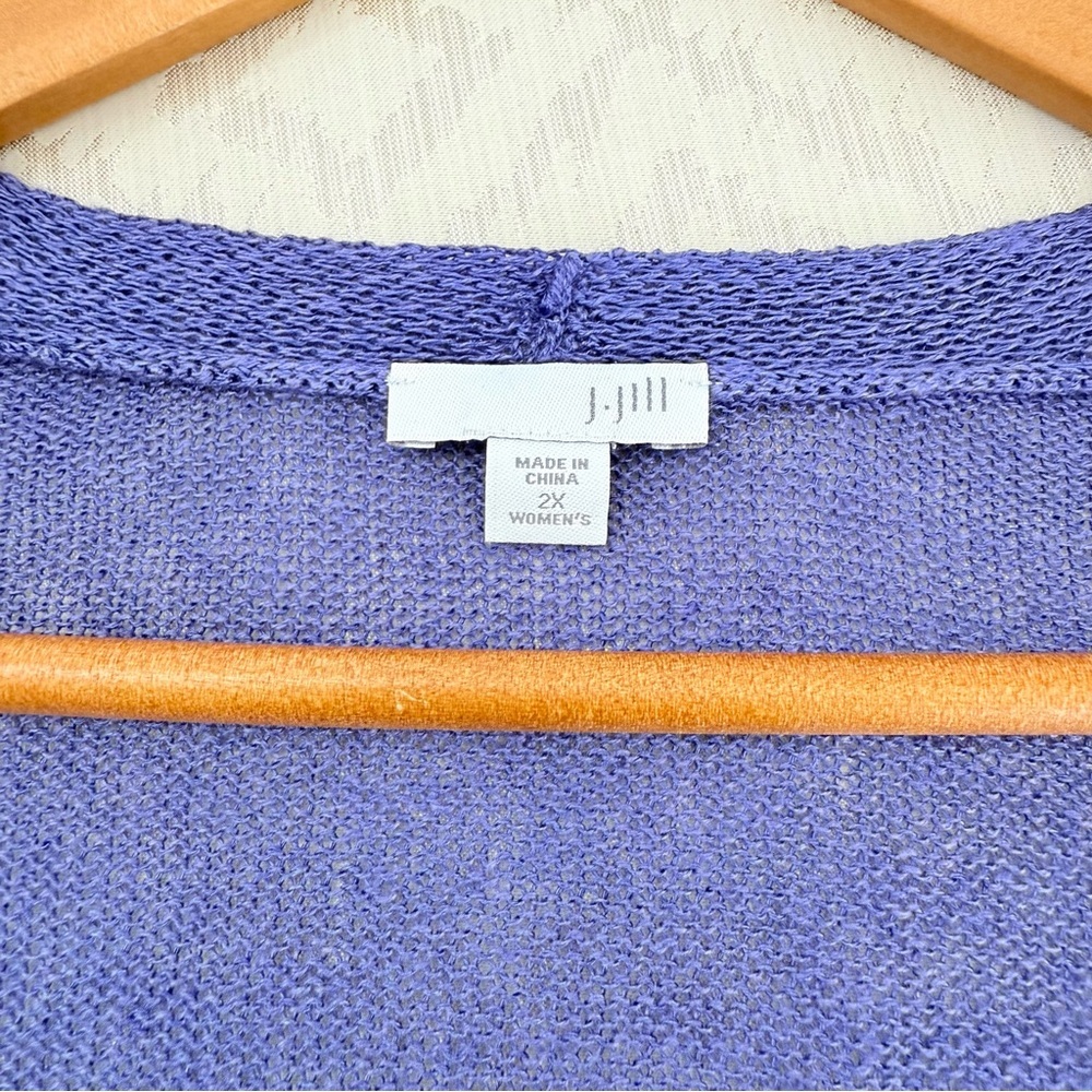 J. Jill Women's Purple Open Front Sweater Cardigan Linen Blend Plus Size 2X - Picture 3 of 6